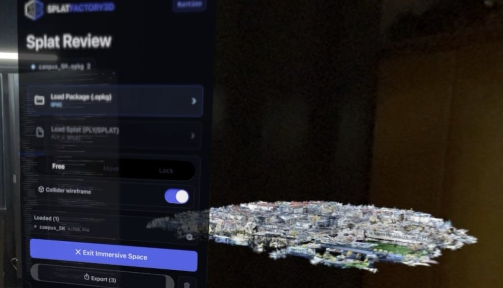 The TUM campus reviewed as a large Gaussian splat scene on a standalone XR headset